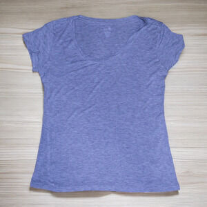 Just Be Shirt Womens V Neck Gray Short Sleeve